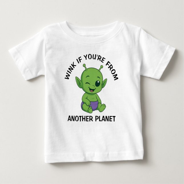 Camiseta Para Bebê Green Alien (Frente)
