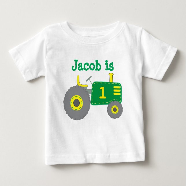 Camiseta Para Bebê Green Trator Birthday (Frente)