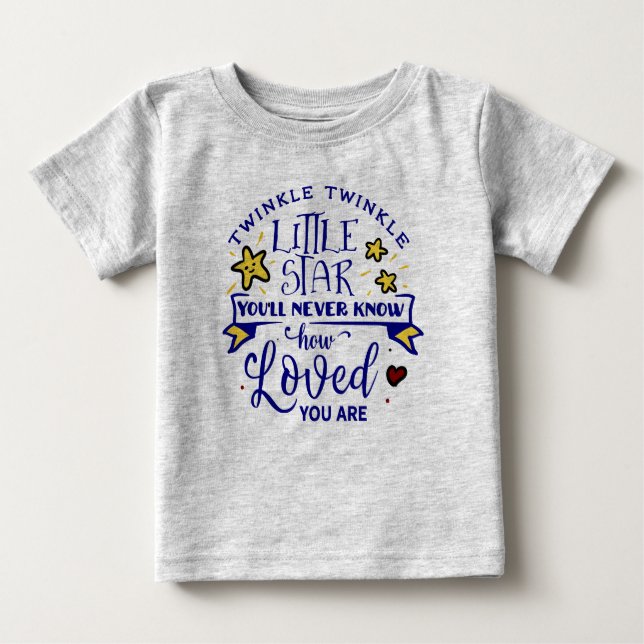 Camiseta Para Bebê Grelha, Grelha Pequena Estrela Que Você É Amada (Frente)