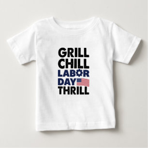 Camiseta Para Bebê Grelhar América EUA Dia do Trabalho Churrasco Frio