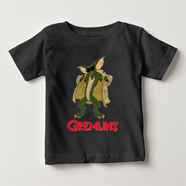 Camiseta Para Bebê Gremlins | Strich Trench Casaco Flash (Frente)