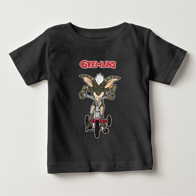 Camiseta Para Bebê Gremlins | Triciclo de pista de distribuição (Frente)