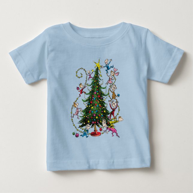 Camiseta Para Bebê Grinch Clássico | Árvore de Natal (Frente)