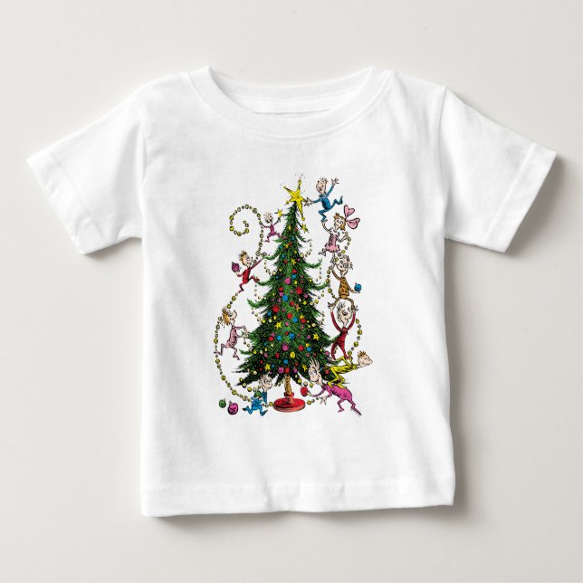 Camiseta Para Bebê Grinch Clássico | Árvore de Natal (Frente)