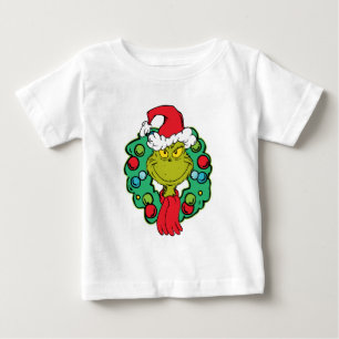 Camiseta Para Bebê Grinch Coroa de Natal