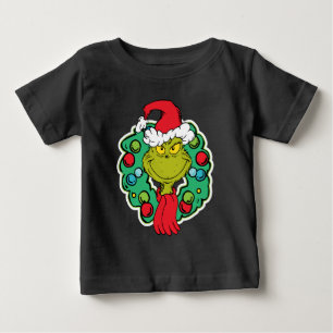 Camiseta Para Bebê Grinch   Coroa de Natal