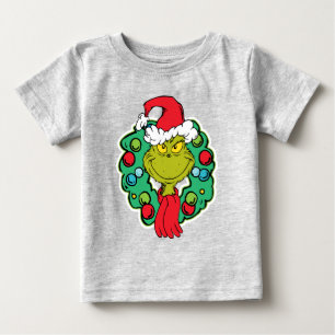 Camiseta Para Bebê Grinch Coroa de Natal