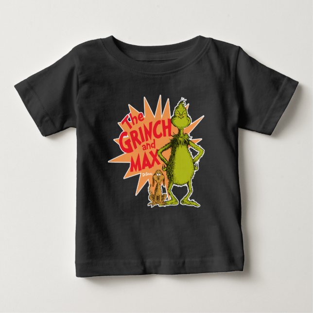 Camiseta Para Bebê Grinch | Grinch & Max Starburst (Frente)