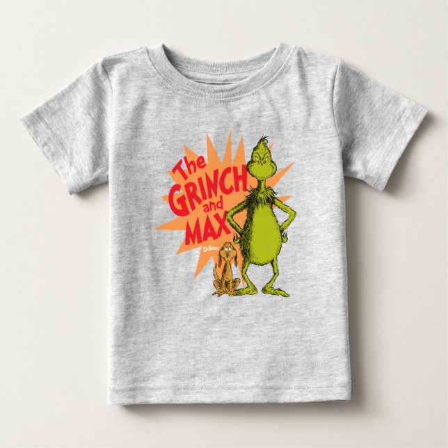 Camiseta Para Bebê Grinch | Grinch & Max Starburst (Frente)