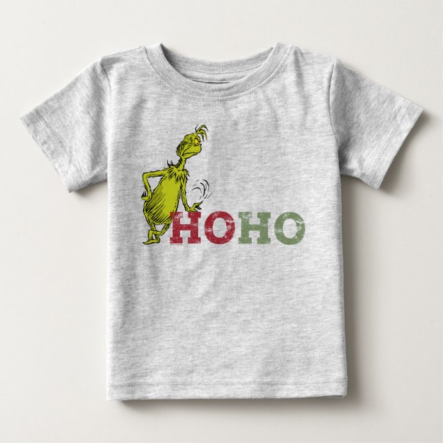 Camiseta Para Bebê Grinch | Ho Ho Ho (Frente)