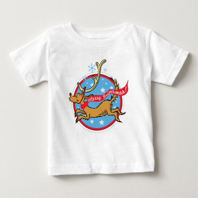 Camiseta Para Bebê Grinch | Max Feliz Grinchmas! (Frente)