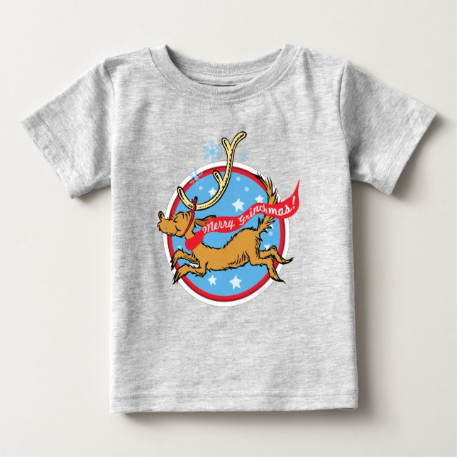 Camiseta Para Bebê Grinch | Max Feliz Grinchmas! (Frente)