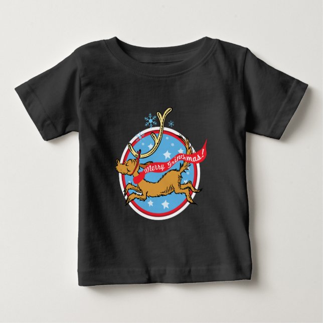 Camiseta Para Bebê Grinch | Max Feliz Grinchmas! (Frente)