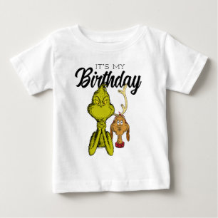 Camiseta Para Bebê Grinch Quadro Negro É Meu Aniversário
