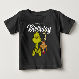 Camiseta Para Bebê Grinch Quadro Negro É Meu Aniversário