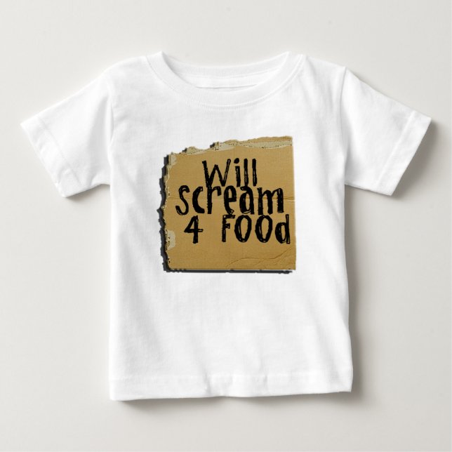 Camiseta Para Bebê Gritará a comida 4 (Frente)