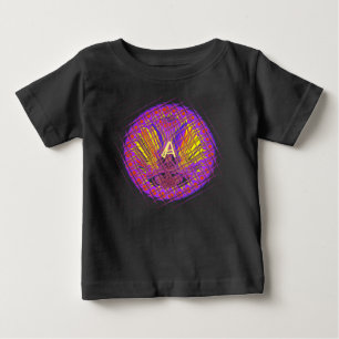 Camiseta Para Bebê Groovy Floral Patterno: Letra A