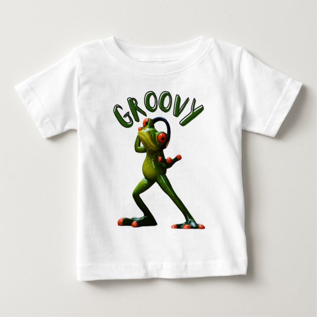 Camiseta Para Bebê Groovy Green Sapo (Frente)
