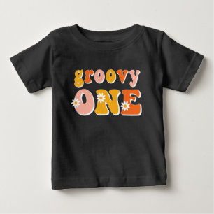 Camiseta Para Bebê Groovy One Retro First Birthday Shirt