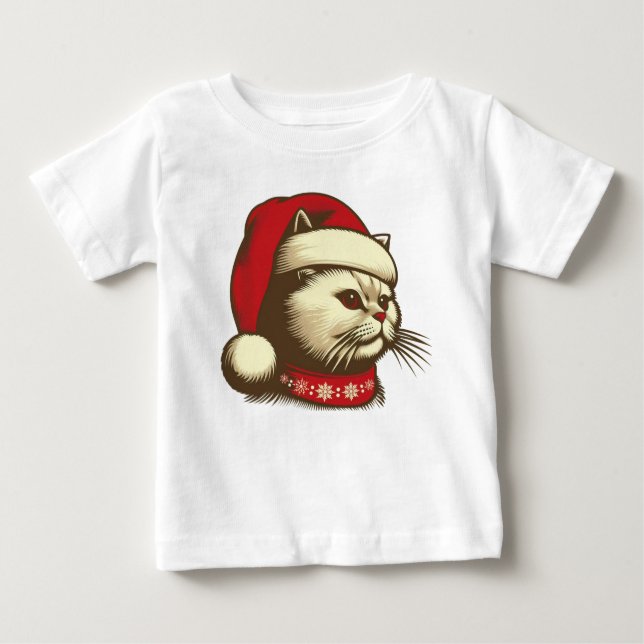Camiseta Para Bebê Grump Christmas Cat (Frente)