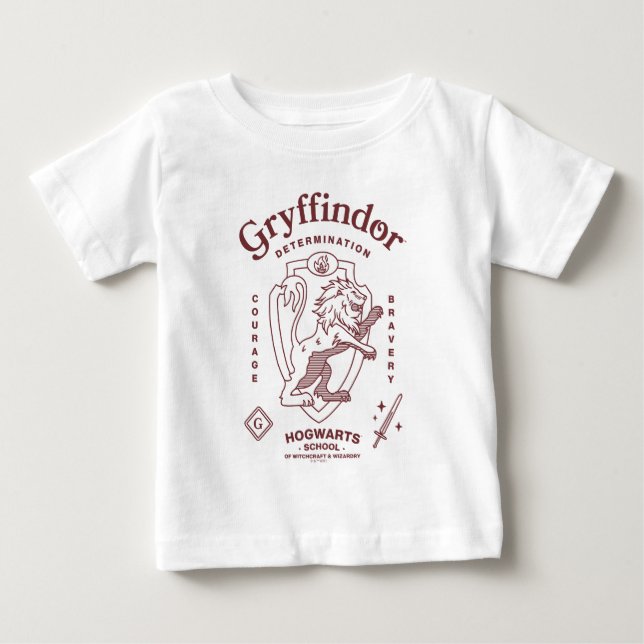 Camiseta Para Bebê GRYFFINDOR™ Determinação Coragem Bravura Brasão (Frente)