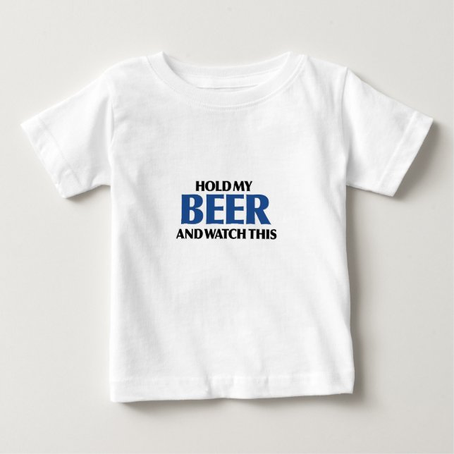 Camiseta Para Bebê Guardare minha cerveja (o bombardeiro azul) (Frente)