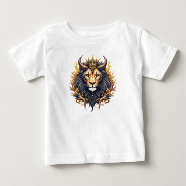 Camiseta Para Bebê Guardiões ao Luar – Leão Cósmico. (Frente)
