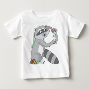 Camiseta Para Bebê Guaxinim animal do alfabeto