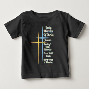 Camiseta Para Bebê Guerreiro Bebê de Cristo - Roupas de Bebê com Tema