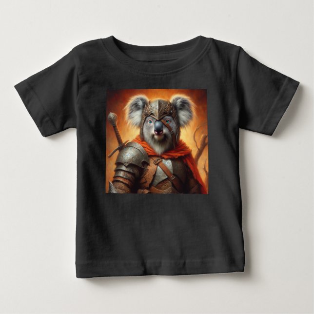 Camiseta Para Bebê Guerreiro Koala Fantasy (Frente)