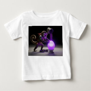 Camiseta Para Bebê Guerreiro Macaco Derramando Poeira Mágica Roxa em