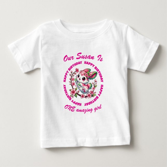 Camiseta Para Bebê Guest de Honra de Sakura Bunny (Frente)