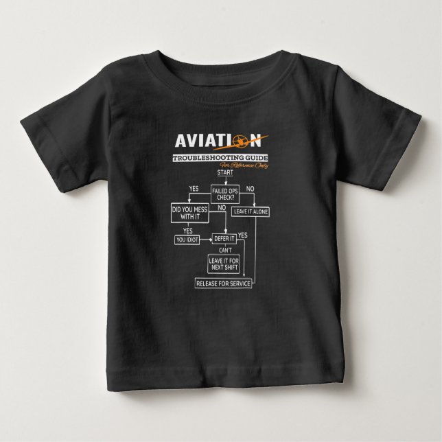 Camiseta Para Bebê Guia de detecção de problemas de aviação do piloto (Frente)