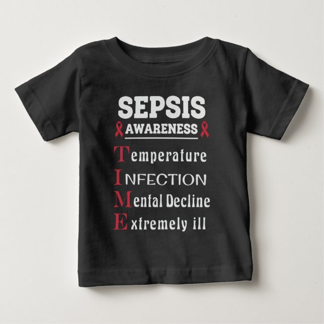 Camiseta Para Bebê Guia de Sensibilização Sepsis (Frente)