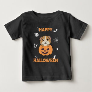 Camiseta Para Bebê Guiné Pumpkin Doce Animais Feliz Dia das Bruxas