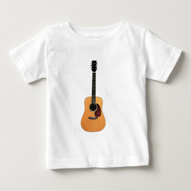 Camiseta Para Bebê Guitarra acústica vertical (Frente)