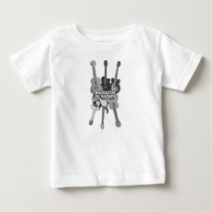 Camiseta Para Bebê Guitarras brancas e pretas retrógradas para guitar