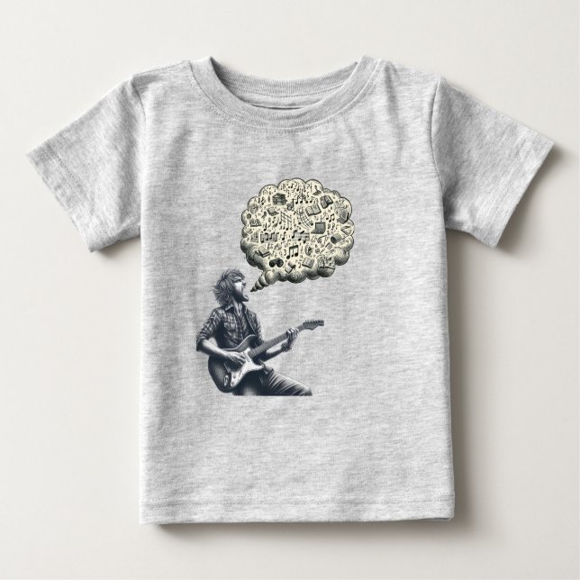 Camiseta Para Bebê Guitarrista explosivo Solfeggio (Frente)