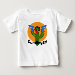 Camiseta Para Bebê Gunslinger Cactus Design - Baby Fine Jersey T-Shir
