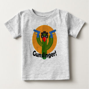 Camiseta Para Bebê Gunslinger Cactus Design - Baby Fine Jersey T-Shir