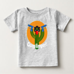 Camiseta Para Bebê Gunslinger Cactus Design - Baby Fine Jersey T-Shir