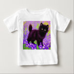 Camiseta Para Bebê Gustav Klimt Black Kitten<br><div class="desc">Baby T-Shirt com um gatinho preto Gustav Klimt! Esta beleza de olhos largos se coloca num campo verde de flores roxas. Um presente pensativo para amantes de gatos e entusiastas de arte austríacos!</div>
