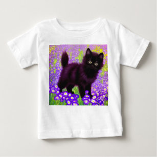 Camiseta Para Bebê Gustav Klimt Black Kitten