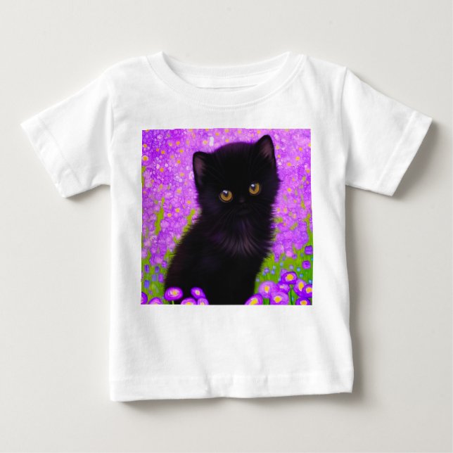 Camiseta Para Bebê Gustav Klimt Cat (Frente)