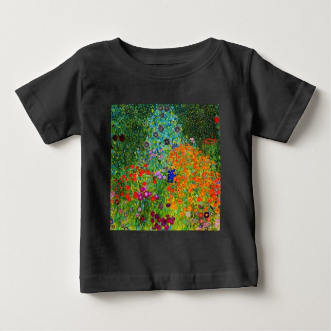 Camiseta Para Bebê Gustav Klimt , “ Farmhouse garden ” (Frente)