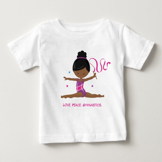 Camiseta Para Bebê Gymnast-African American (Frente)