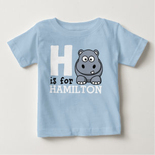 Camiseta Para Bebê H é para o nome do hipopótamo & dos miúdos