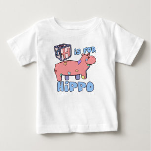 Camiseta Para Bebê H é para o t-shirt do bebê do hipopótamo