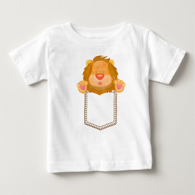 Camiseta Para Bebê Há um leão no meu bolso (Frente)