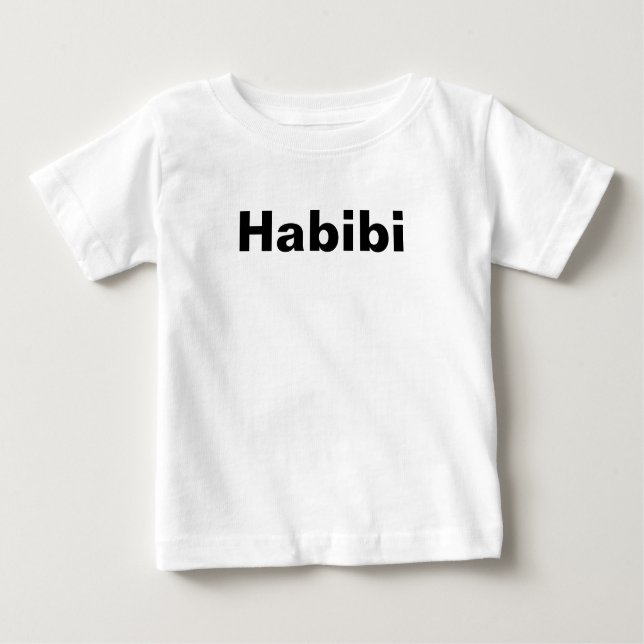 Camiseta Para Bebê "Habibi" ح ب ي ب uma palavra de minimalismo (Frente)